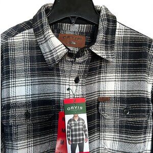 Orvis Men's Big Bear Heavyweight Flannel Shirt Cotton Black Size M